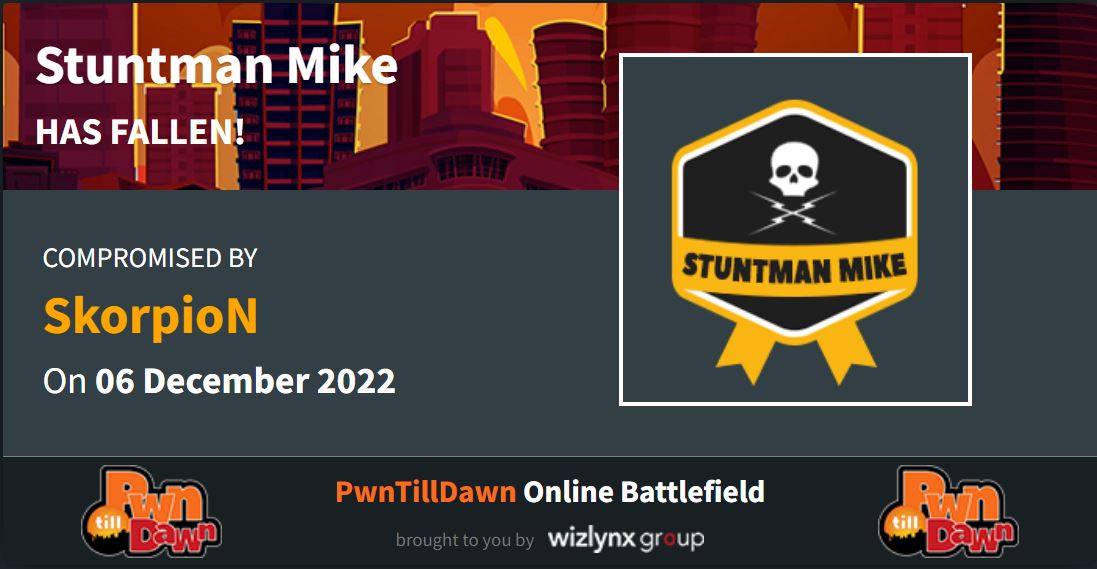 Featured image of post Stuntman Mike PwnTillDawn Writeup